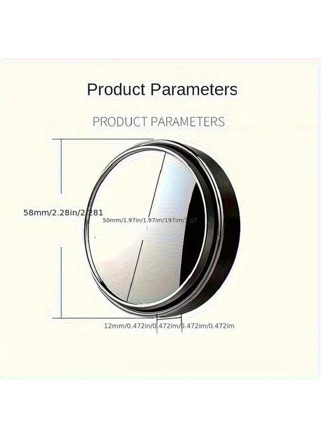 White 360 Degree Car Rearview Mirror 2 Pack Adjustable Blind Spot Wide Angle Safety - Image 2